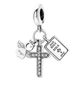 Berloque Pendente Bíblia e Cruz de Proteção