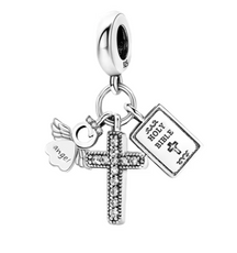 Berloque Pendente Bíblia e Cruz de Proteção