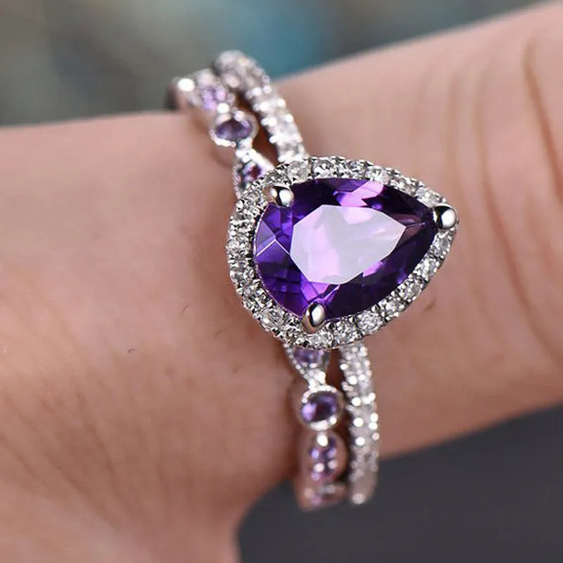Conjunto de Anéis Violet Drop