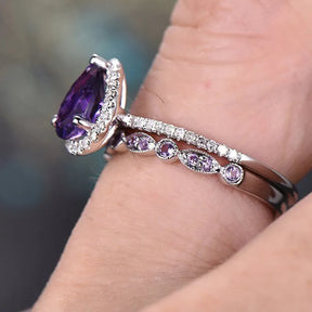 Conjunto de Anéis Violet Drop