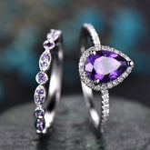 Conjunto de Anéis Violet Drop