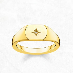 Anel Signet Vintage Star