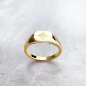 Anel Signet Vintage Star